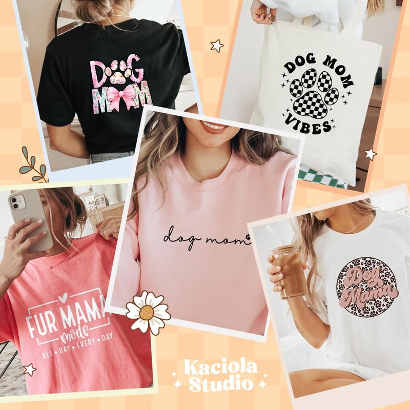Kaciola Dog Mom DTF Transfers Ready to Press, 9 Sheets Dog Mom Social Club Mama Paw Iron on Transfers Washable Stickers Iron on Decals for T Shirts Hoodie DIY Crafts - Image 5